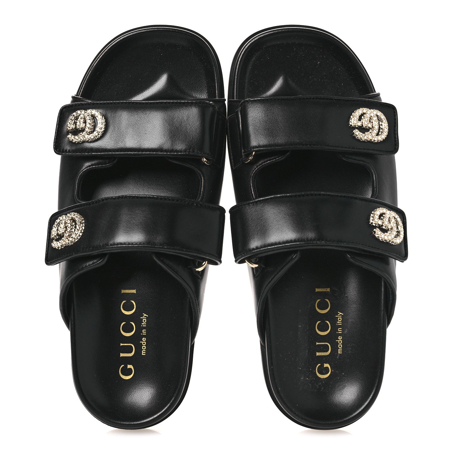 Gucci Nappa Double G Crystal Womens Isla Dad Sandals 38 Black 2 of 11