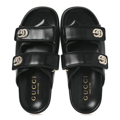 Gucci Nappa Double G Crystal Womens Isla Dad Sandals 38 Black 2 of 11