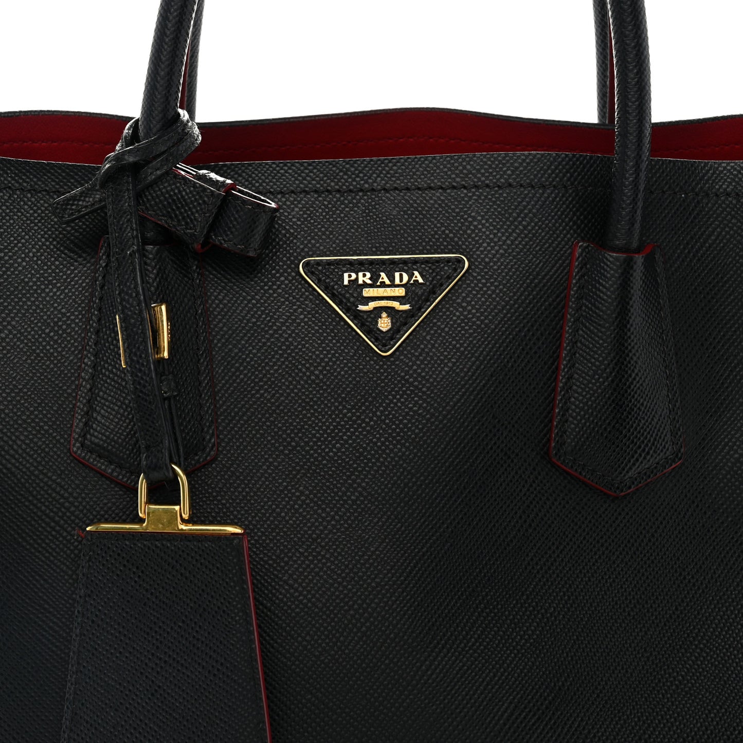 Saffiano Cuir Medium Double Bag Black Fuoco