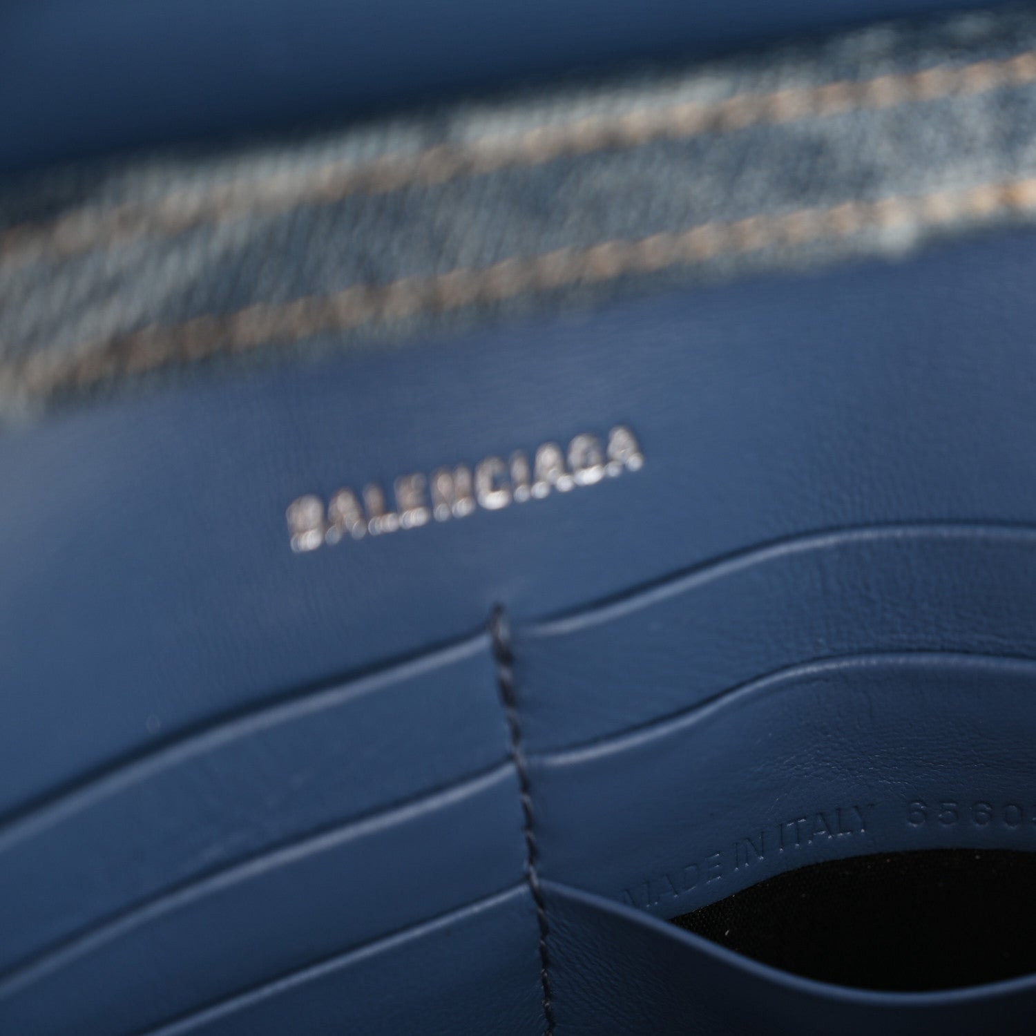 Balenciaga Denim BB Monogram Hourglass Chain Bag Blue 7 of 13