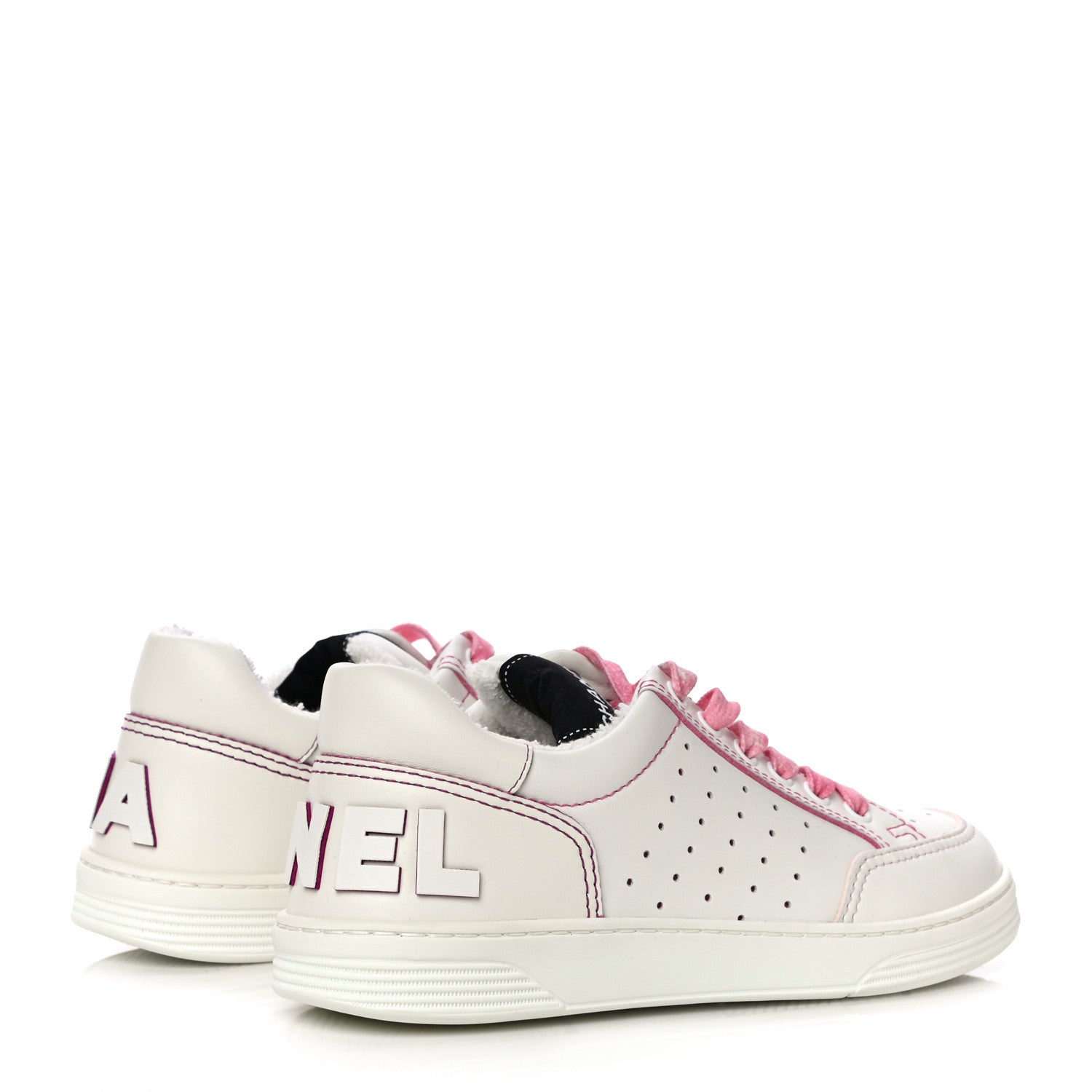 Chanel Calfskin Womens Logo Sneakers 36.5 White Pink 4 of 12
