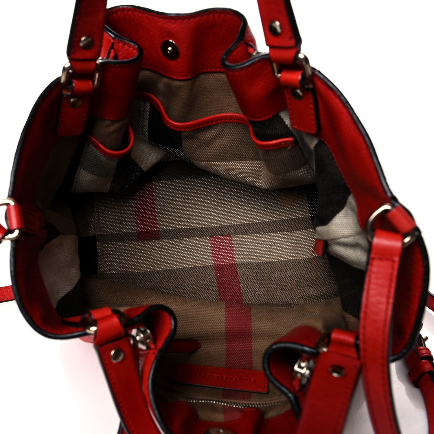 Burberry Grainy Calfskin House Check Small Maidstone Red 4 of 18