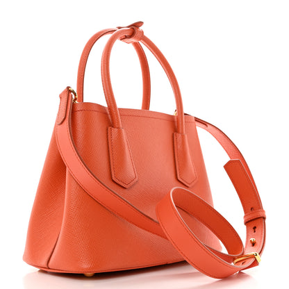 Prada Saffiano Cuir Mini Double Bag Papaya 3 of 11