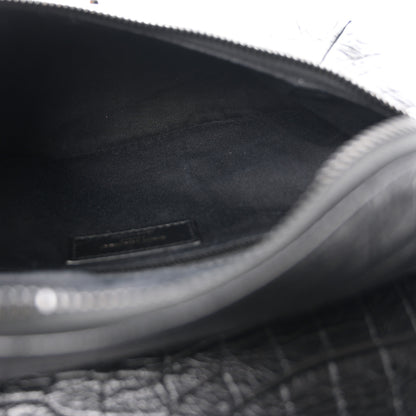 Saint Laurent Crocodile Embossed Calfskin Matelasse Monogram Baby Niki Shoulder Belt Bag Black 5 of 10