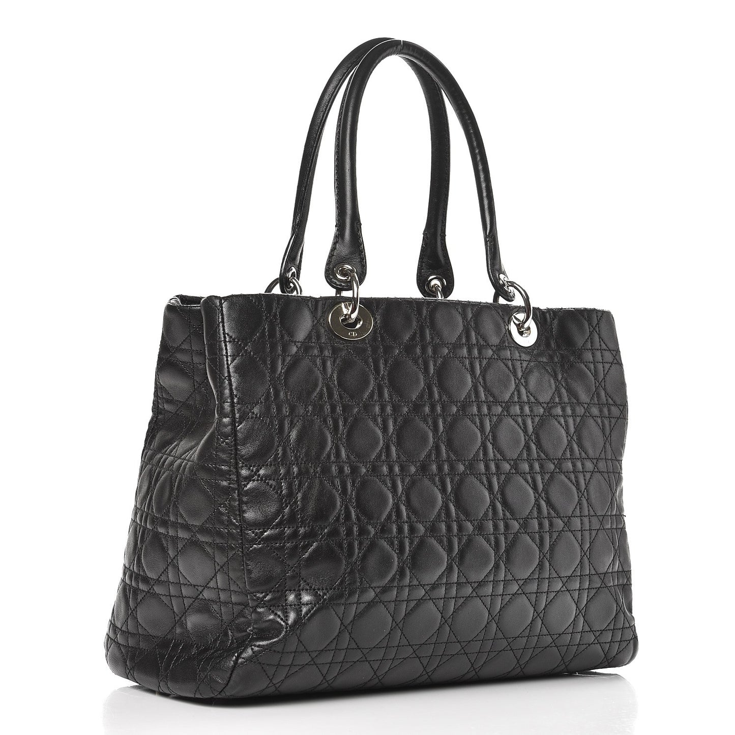 Lambskin Cannage Large Soft Lady Dior Shopping Tote Black