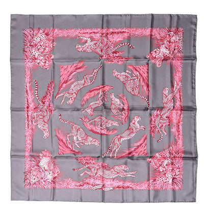 Hermes Silk Guepards Scarf 90 Taupe Framboise Cassis 1 of 4