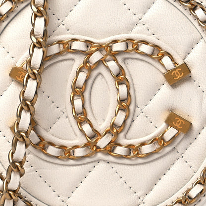 Chanel Lambskin Quilted Round Filigree Chain Around Crossbody White 7 of 10
