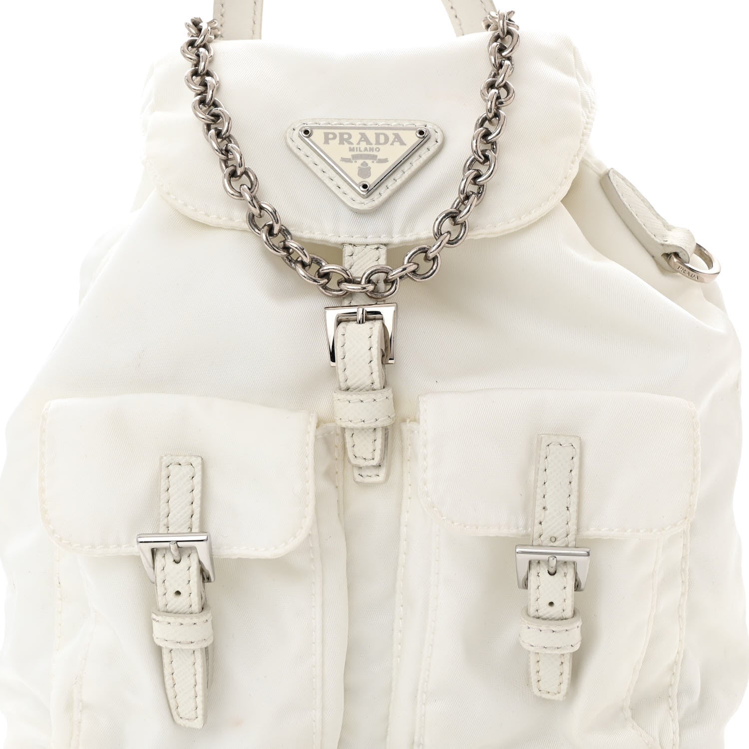 Prada Nylon Vela Mini Crossbody Backpack White 8 of 12