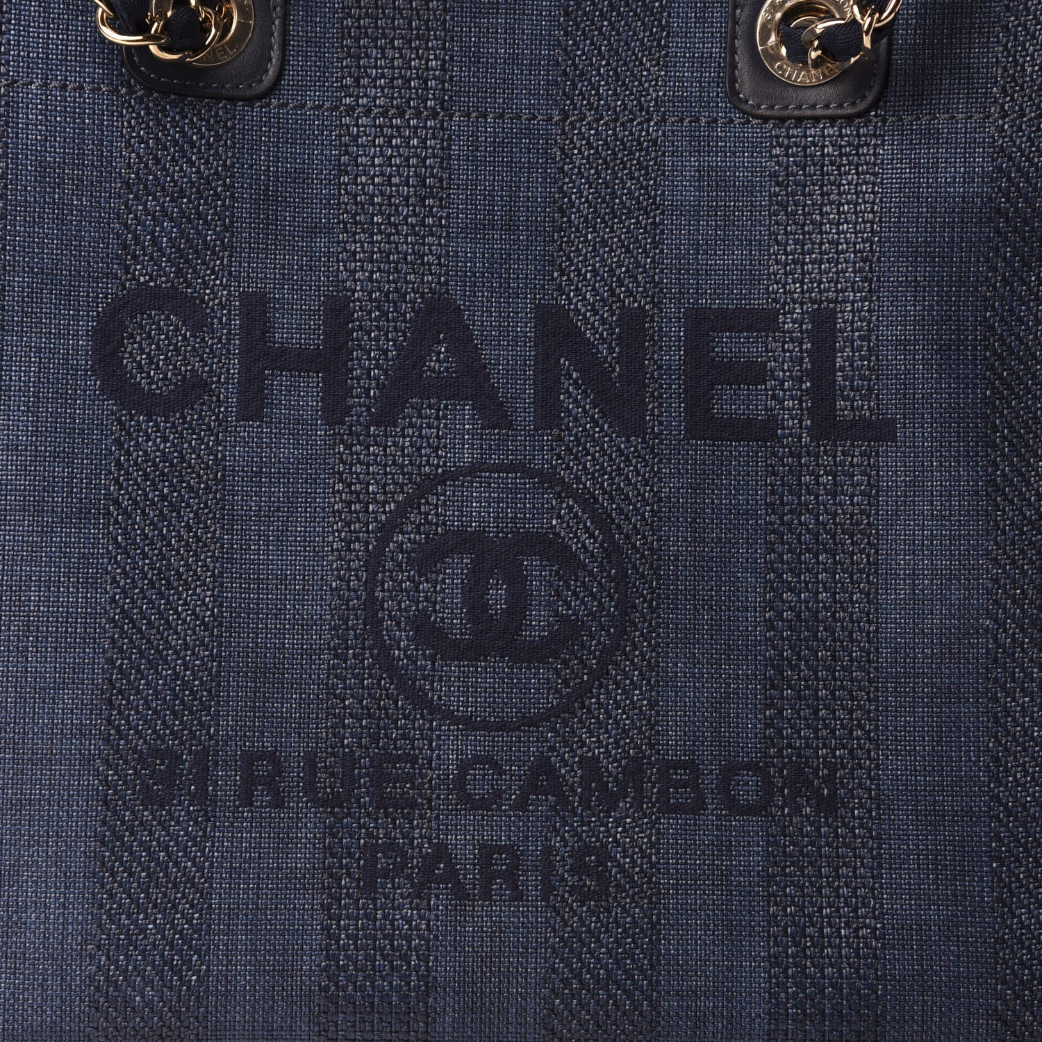 Chanel Mixed Fibers Striped Medium Deauville Tote Navy Blue 11 of 11