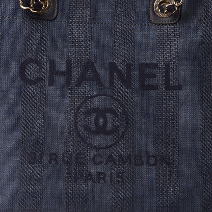 Chanel Mixed Fibers Striped Medium Deauville Tote Navy Blue 11 of 11