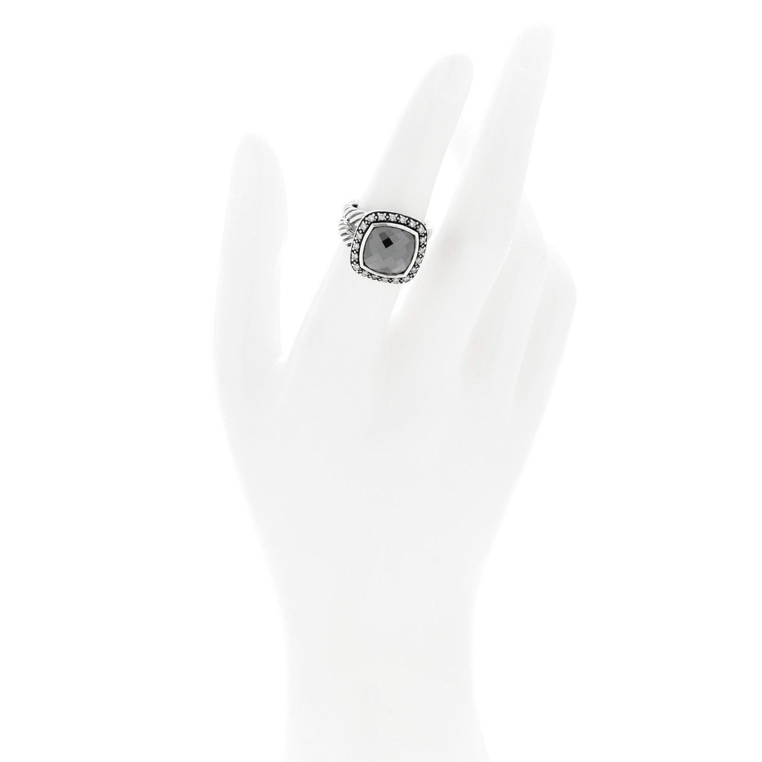 David Yurman Sterling Silver Diamond Hematite 11mm Albion Ring 51 5.75 2 of 4