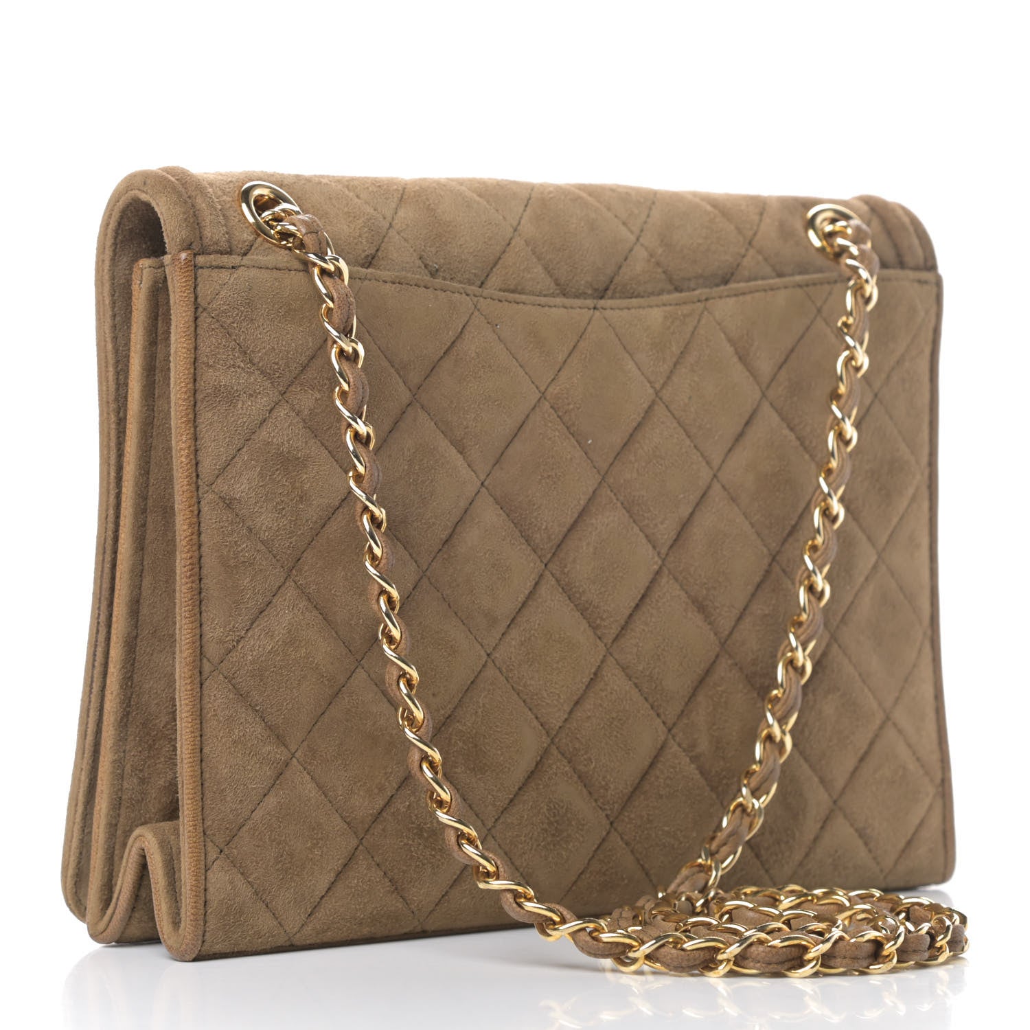 Chanel Suede Quilted CC Small Single Flap Beige 2 of 6