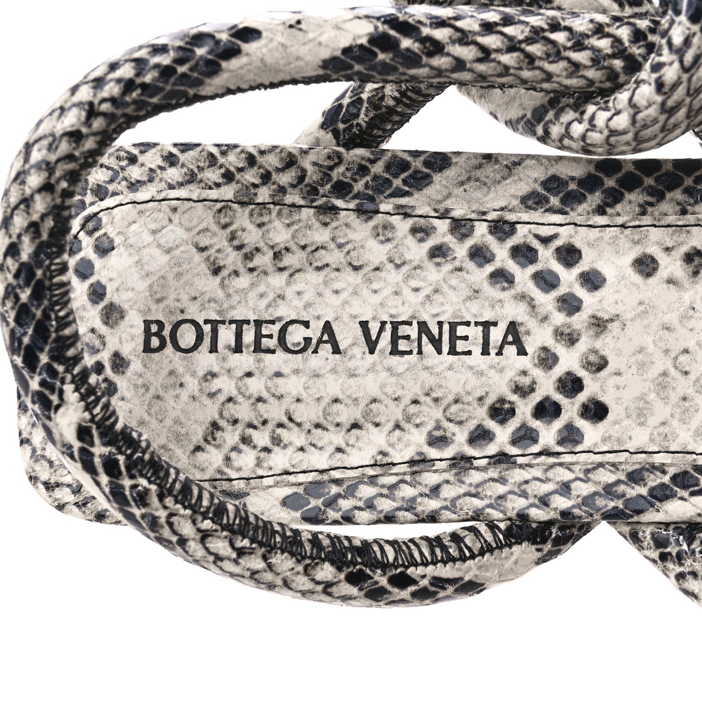 Calfskin Knotted Python Print Jimbo Flat Sandals 40 White