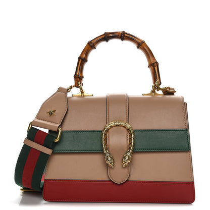 Gucci Calfskin Bamboo Web Medium Dionysus Top Handle Bag Camelia Bright Evergreen Hibiscus Red 1 of 12