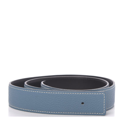 Hermes Box Togo 32mm Belt Strap 85 Black Blue Jean 1 of 5