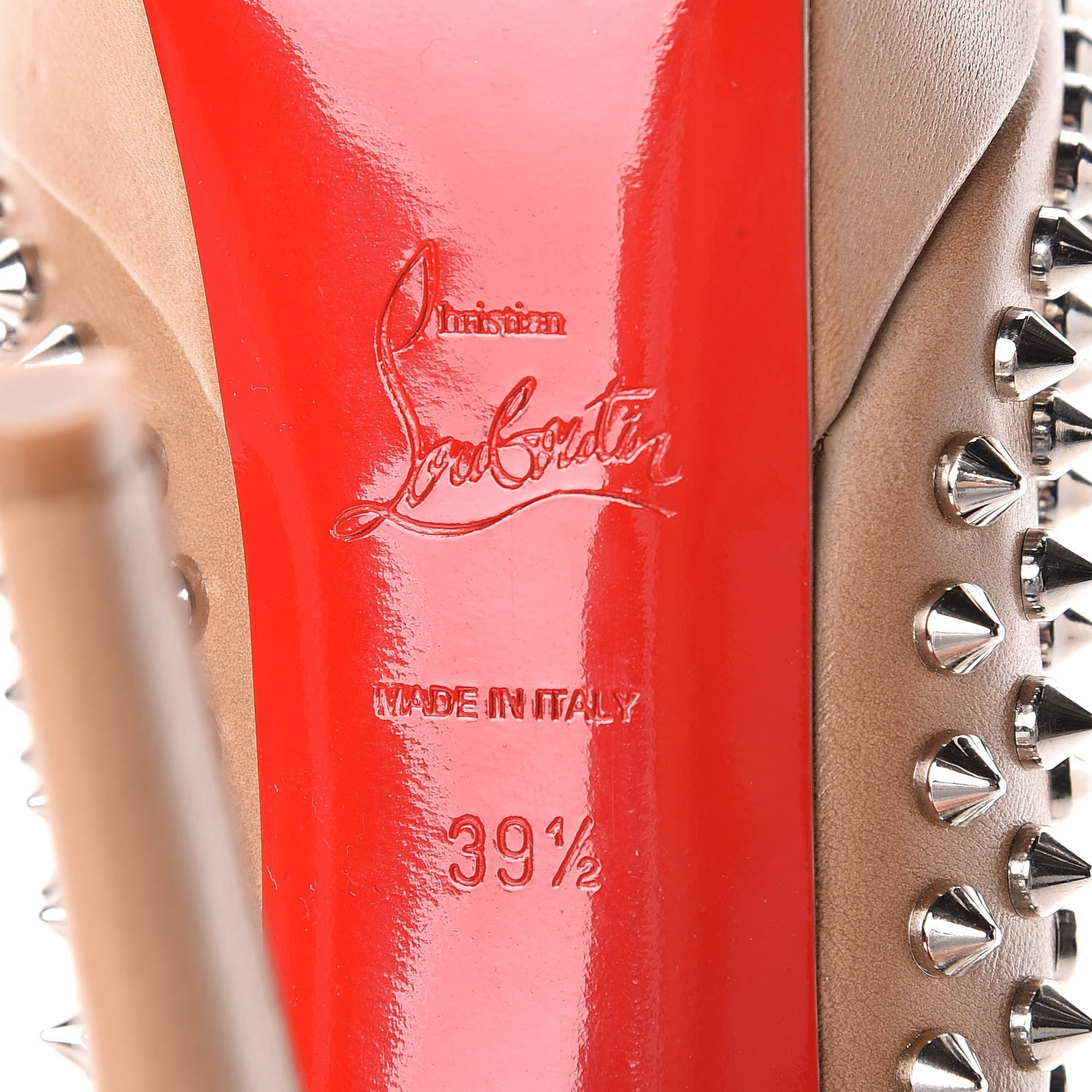 Christian Louboutin Nappa Bianca Spikes 140 Pumps 39.5 Nude Silver 7 of 10