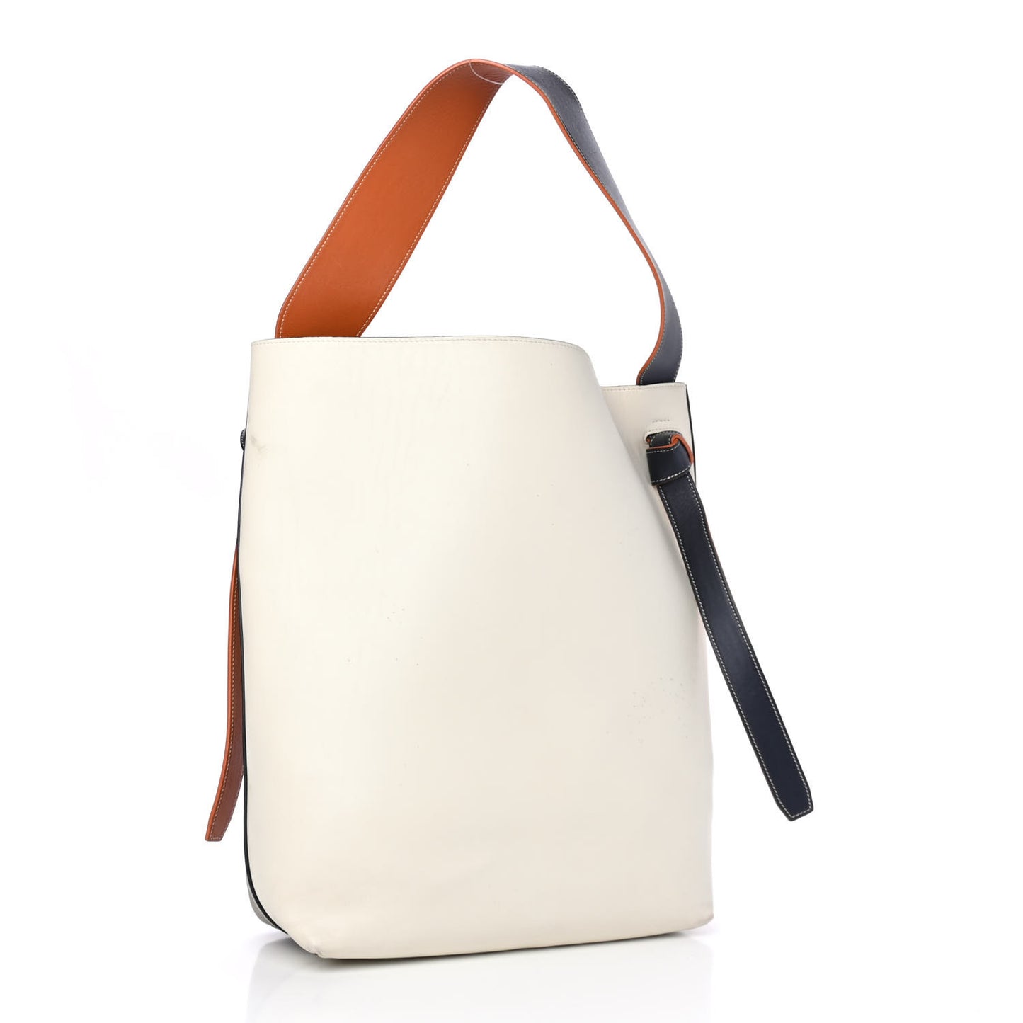 Shiny Smooth Calfskin Small Twisted Cabas Beige White