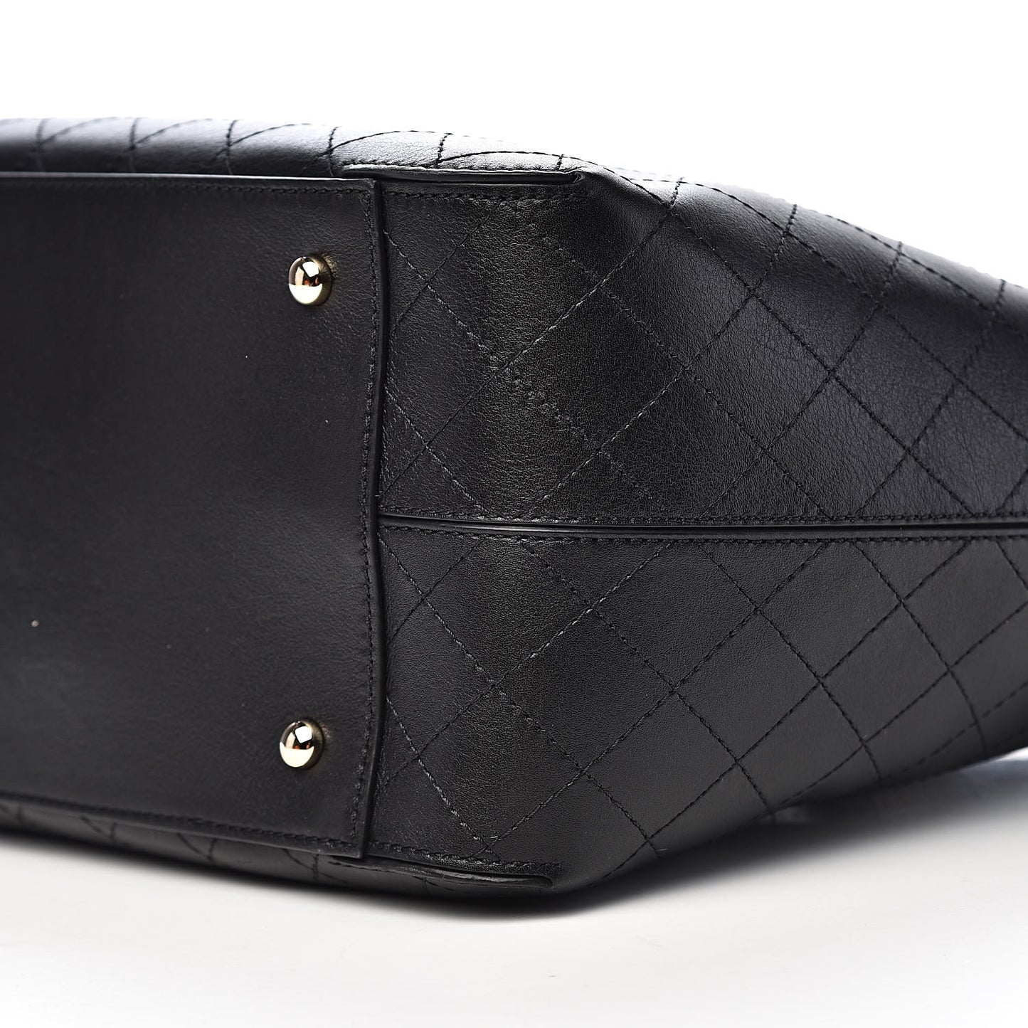 Calfskin Stitched Shopping Tote Black