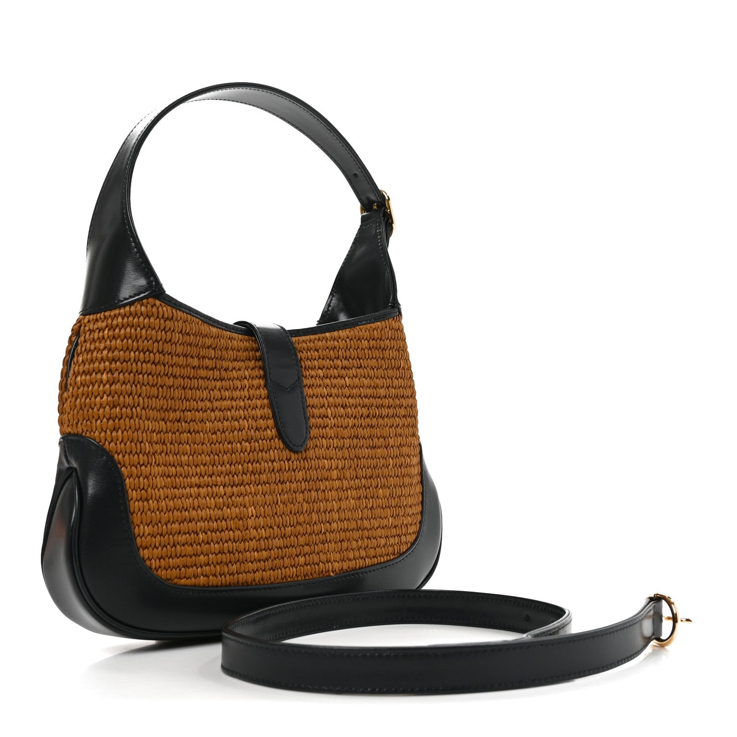 Gucci Straw Lux Boarded Dyana Lux Calfskin Small Jackie 1961 Hobo Natural Blue 3 of 11