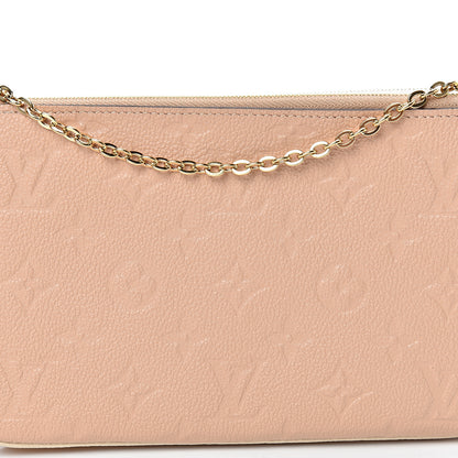 Louis Vuitton Empreinte Double Zip Pochette Beige Rose Creme 8 of 11