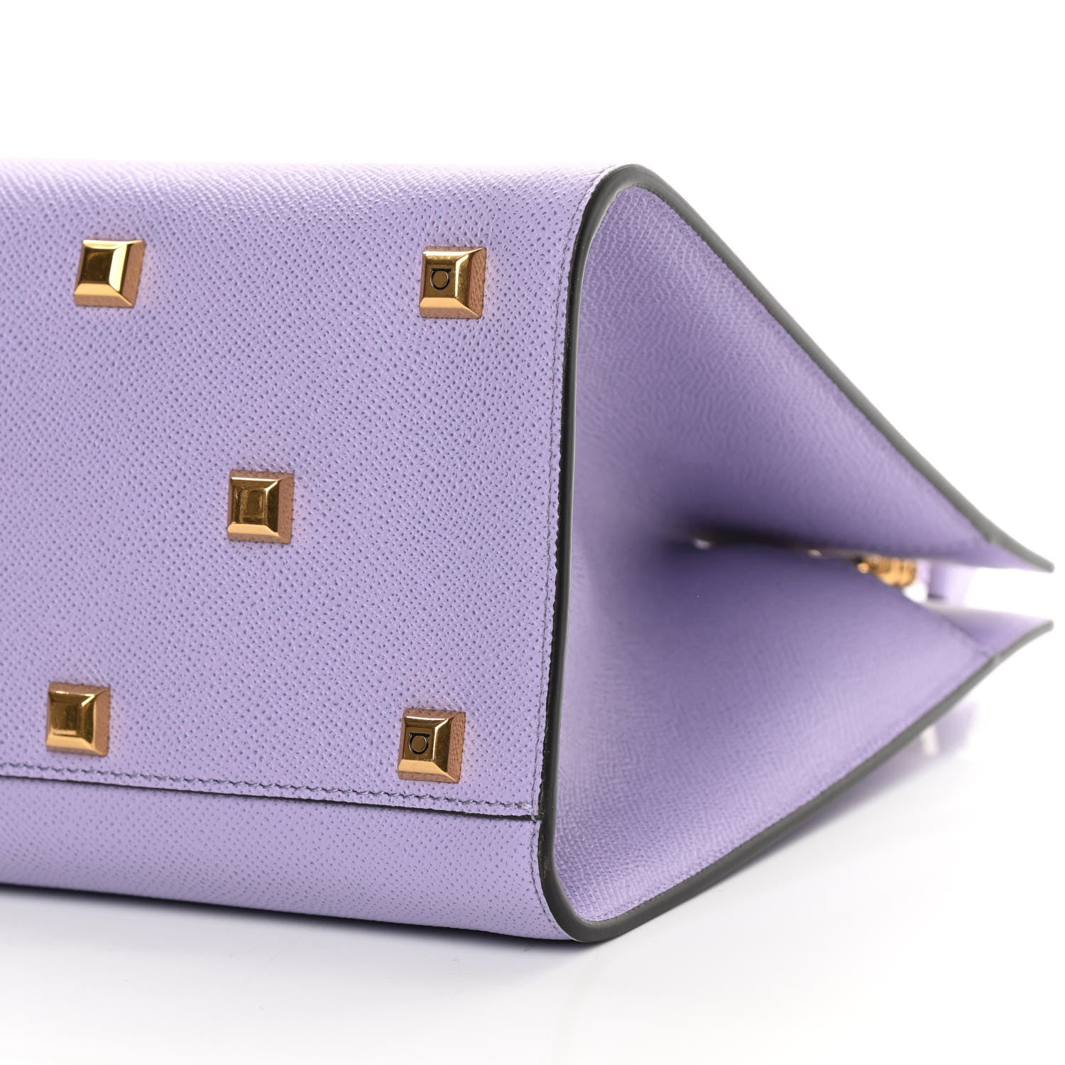 Salvatore Ferragamo Hammered Calfskin Medium The Studio Box Bag Spring Crocus 10 of 10