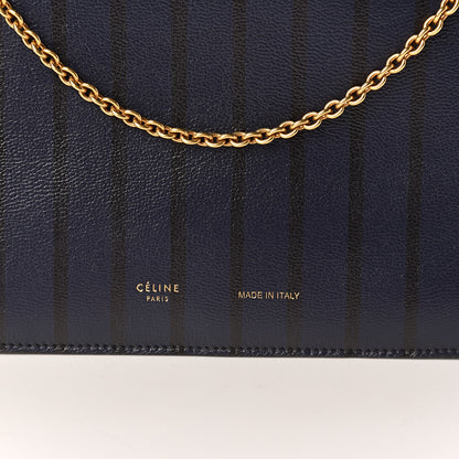 Celine Grained Calfskin Striped Tri-Fold Clutch Midnight 7 of 9