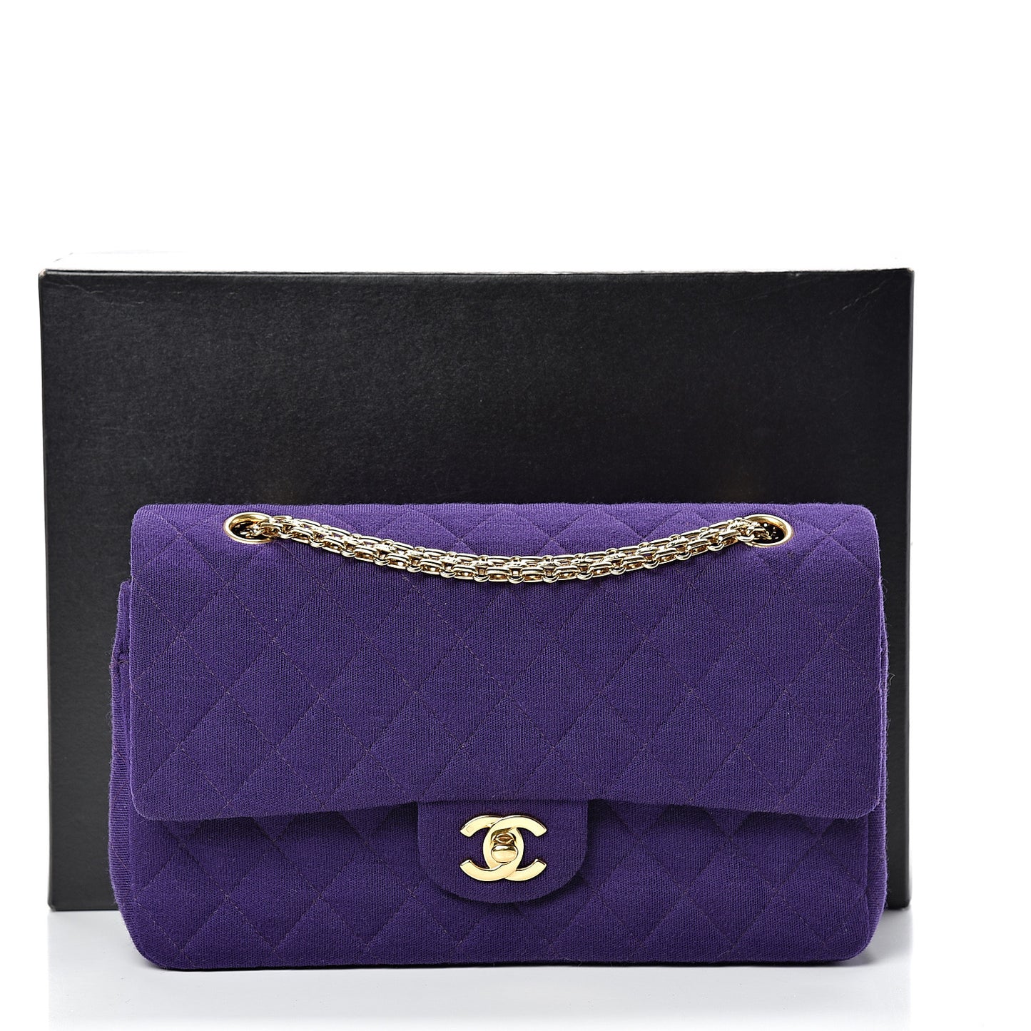 Jersey Quilted Medium Double Flap Bijoux Chain Purple