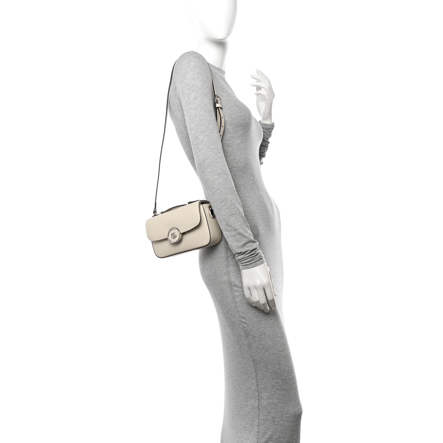 Gucci Senna Calfskin Petite GG Top Handle Shoulder Bag Mystic White 2 of 13