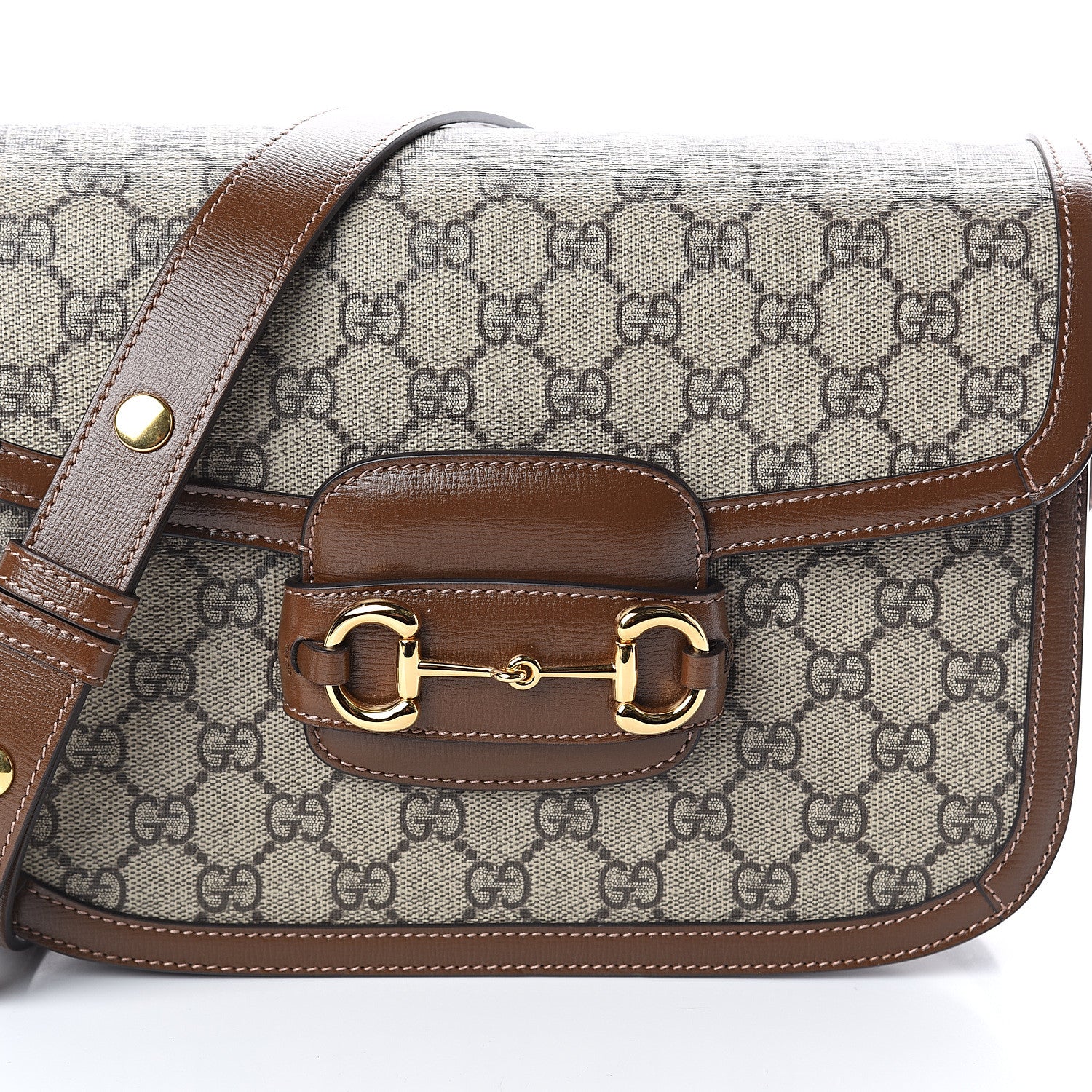 Gucci GG Supreme Monogram Horsebit 1955 Shoulder Bag Beige Brown Sugar 6 of 8