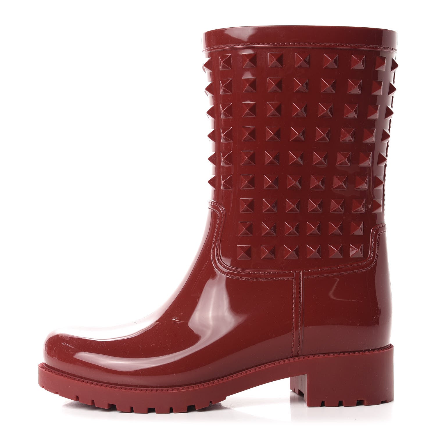 Valentino Garavani Rubber Rockstud Short Rainboots 38 Red 1 of 10