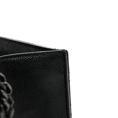 Saint Laurent Grain De Poudre Textured Mixed Matelasse Triquilt Medium Monogram Monochrome Satchel Black 12 of 13