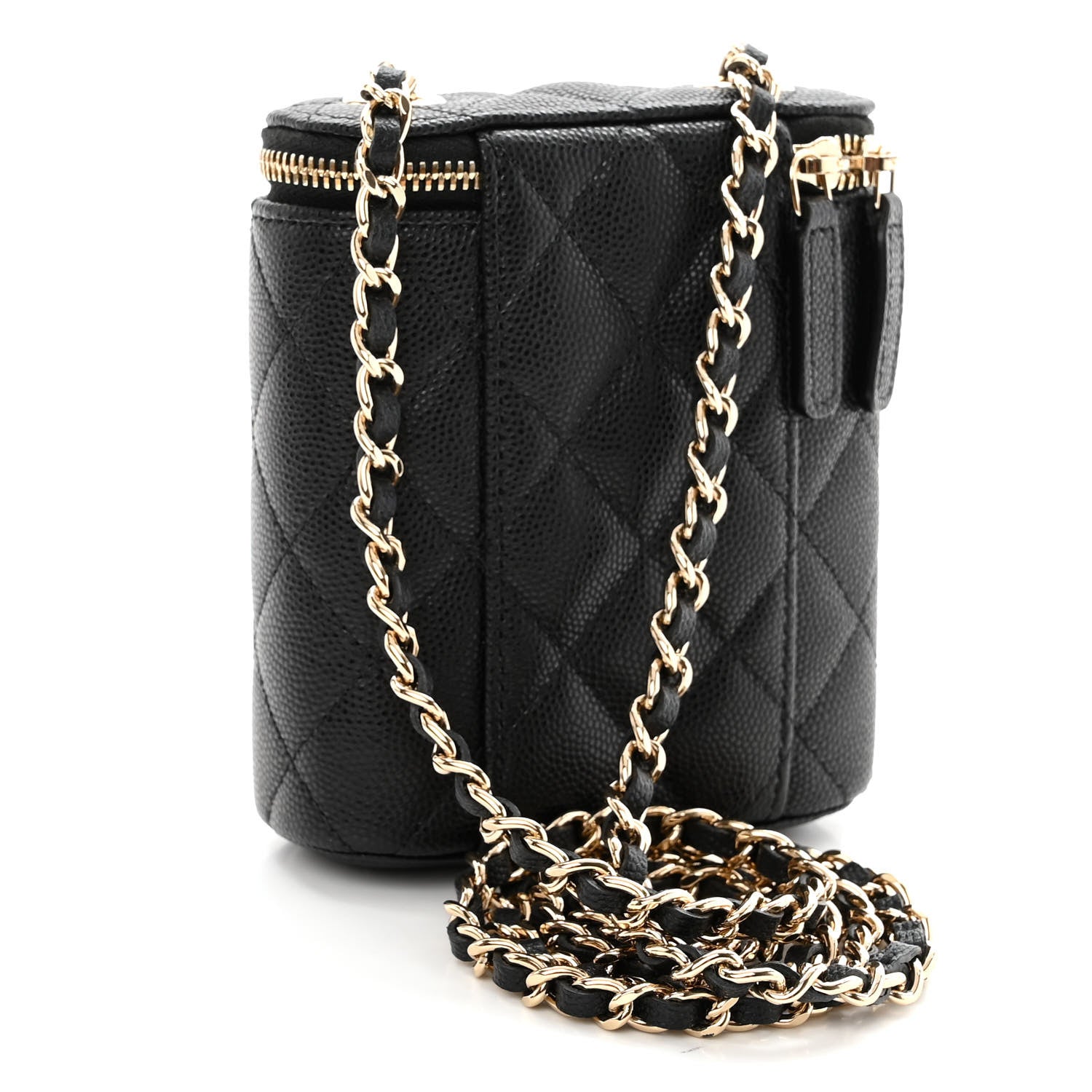 Chanel Caviar Quilted Small Vertical Coco Beauty Vanity Case With Chain Black 3 of 10