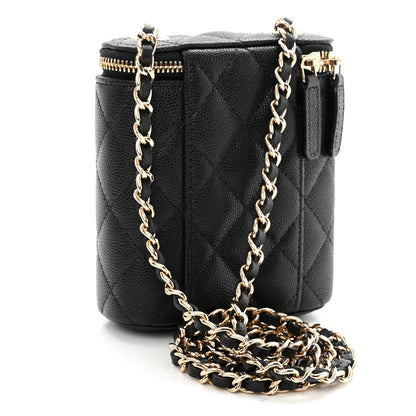 Chanel Caviar Quilted Small Vertical Coco Beauty Vanity Case With Chain Black 3 of 10