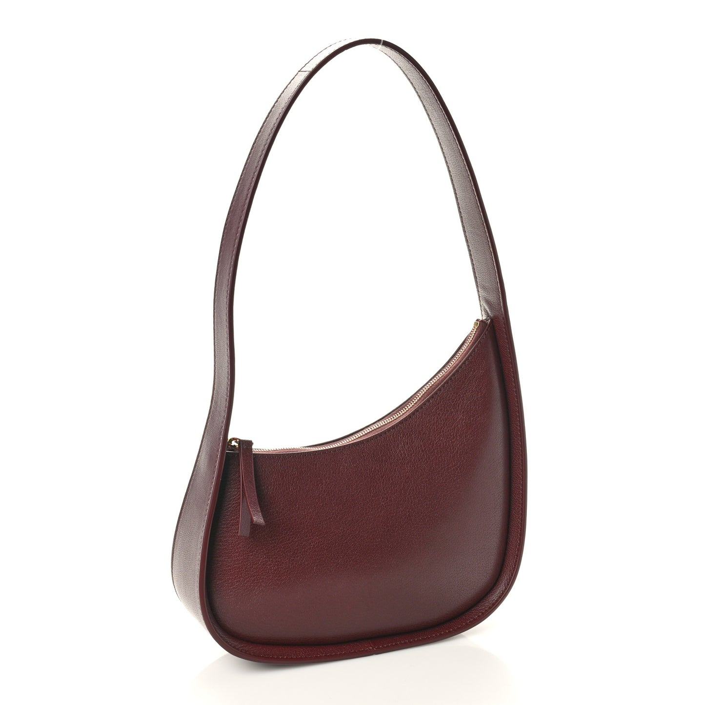 Grained Calfskin Half Moon Shoulder Bag Raisin