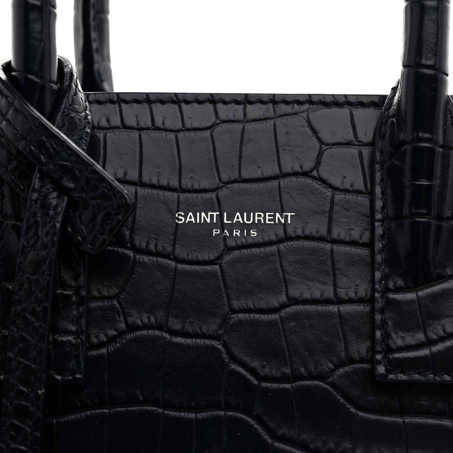 Calfskin Crocodile Embossed Nano Sac De Jour Navy