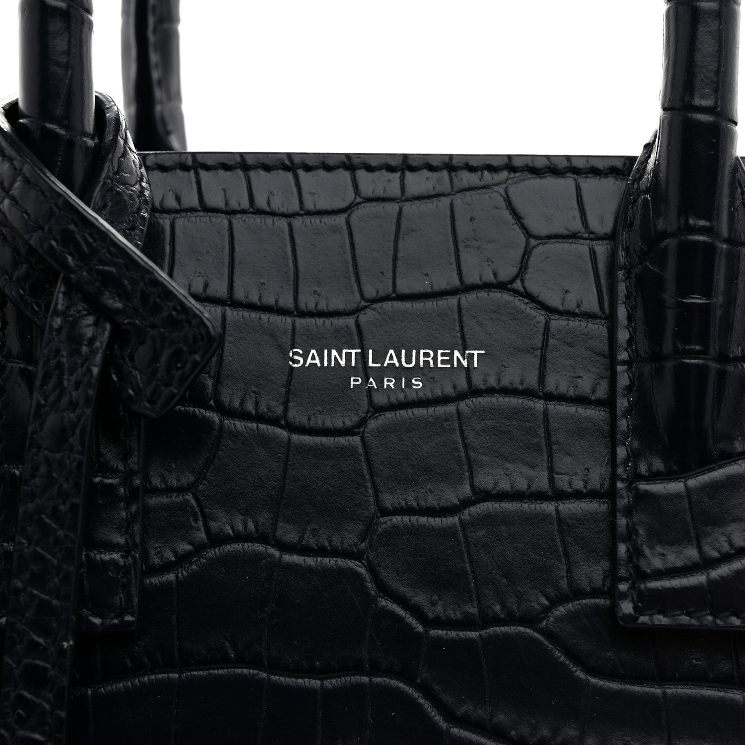 Saint Laurent Calfskin Crocodile Embossed Nano Sac De Jour Navy 6 of 11
