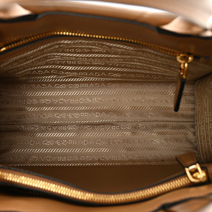 Prada Soft Calfskin Triangolo Symbole Embossed Mini Tote Caramel 5 of 8
