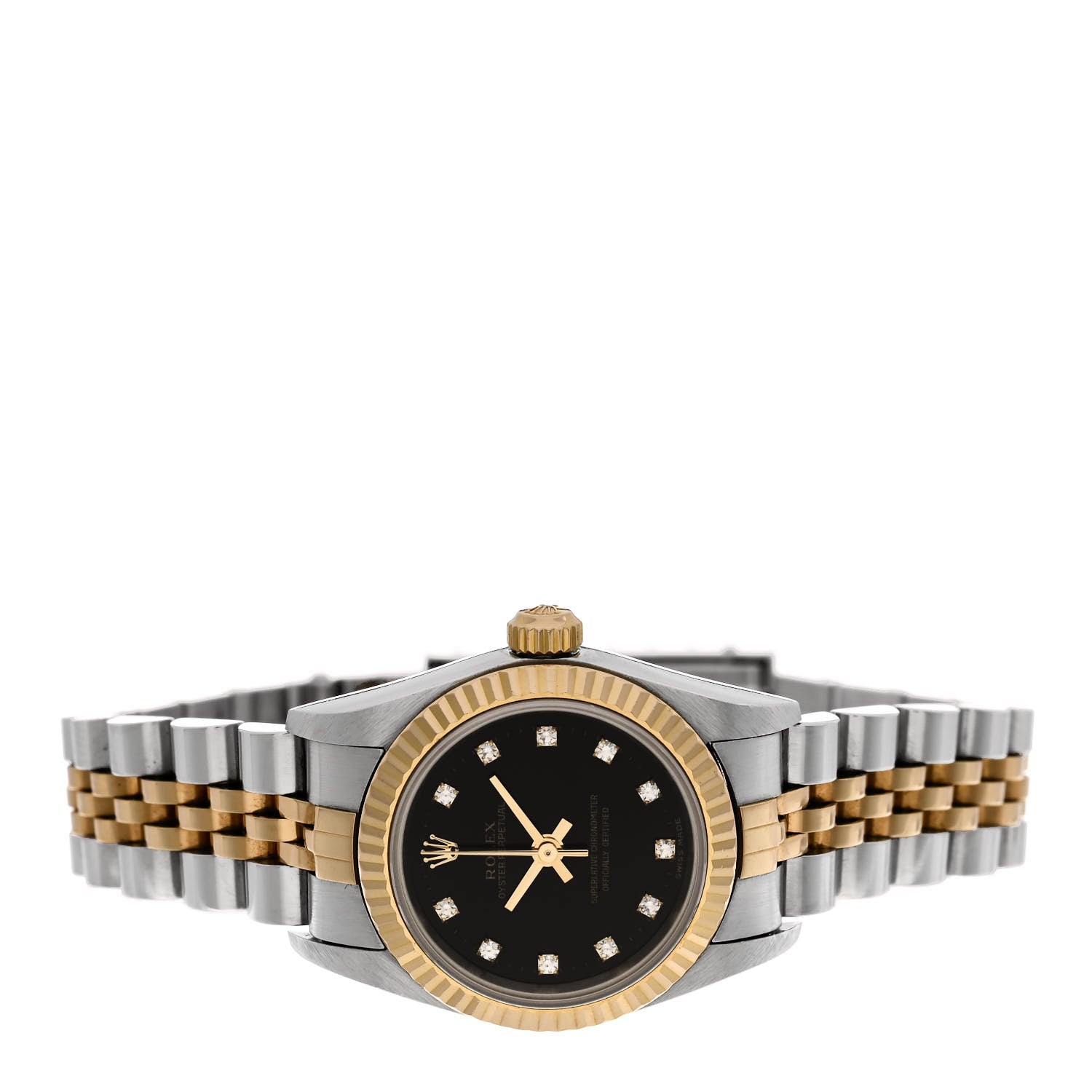 Rolex Stainless Steel 18K Yellow Gold Diamond 26mm Oyster Perpetual Datejust Watch Black 76193 2 of 5