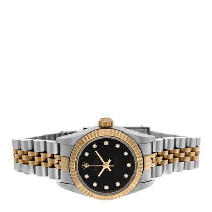 Rolex Stainless Steel 18K Yellow Gold Diamond 26mm Oyster Perpetual Datejust Watch Black 76193 2 of 5