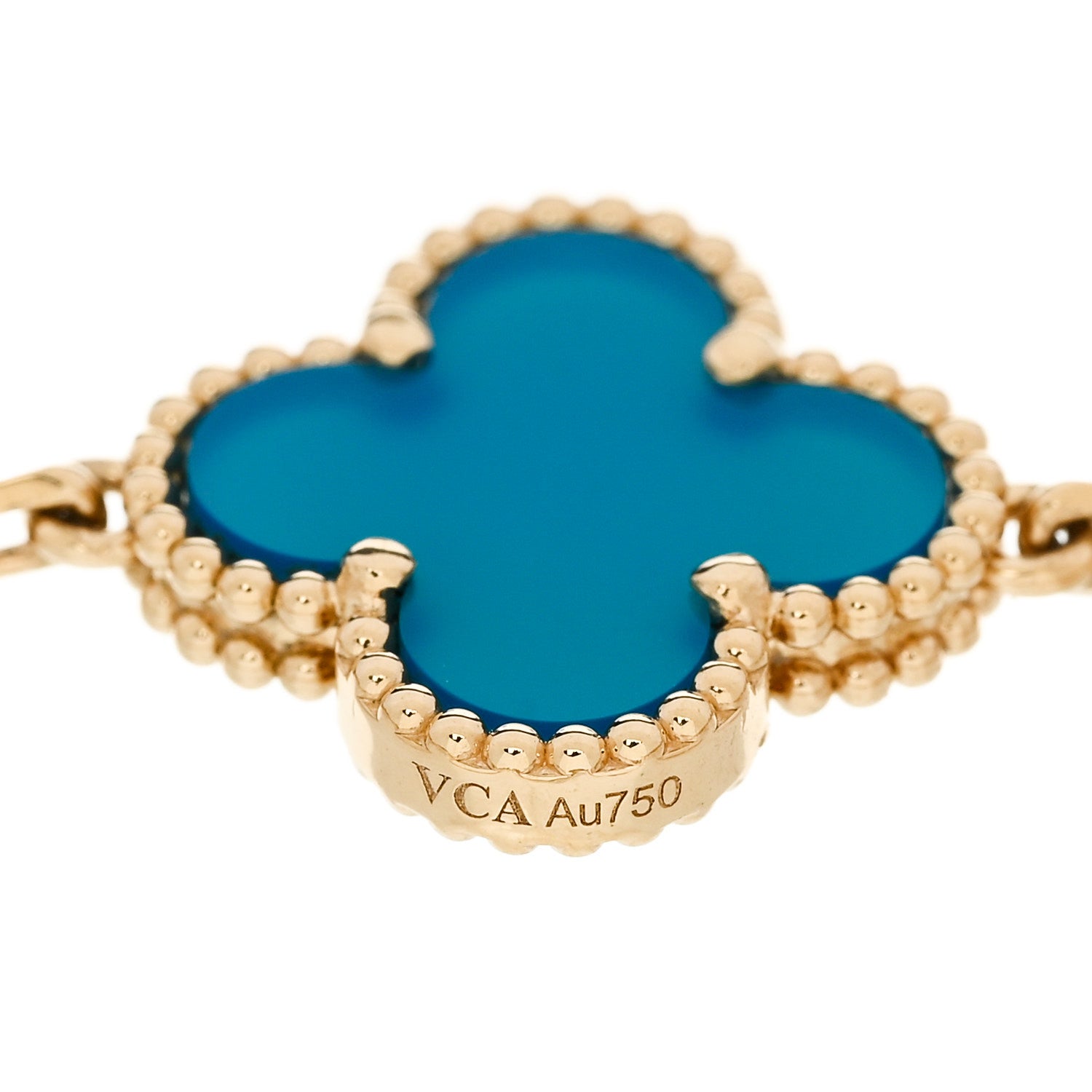 Van Cleef & Arpels 18K Yellow Gold Blue Agate 5 Motifs Vintage Alhambra Bracelet 4 of 4