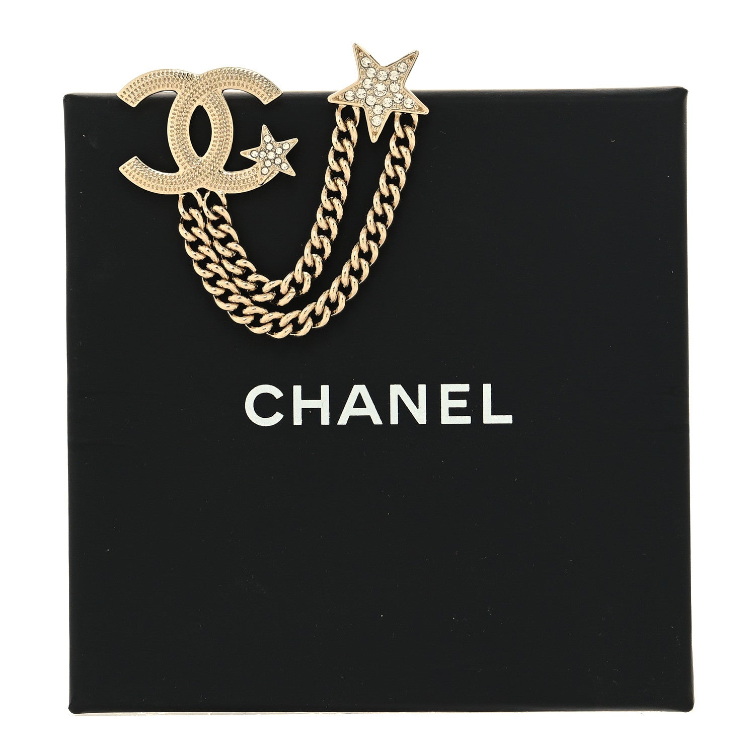 Chanel CC Crystal Chain Star Brooch Gold 5 of 5