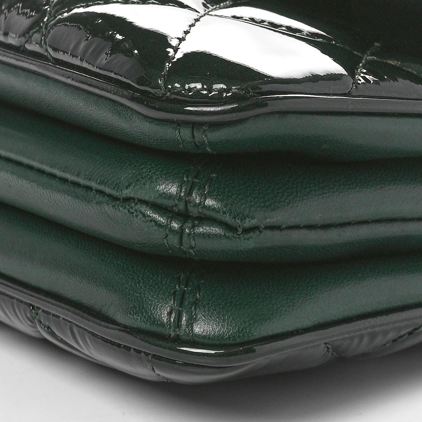 Patent Quilted 3 Jumbo Flap Dark Green