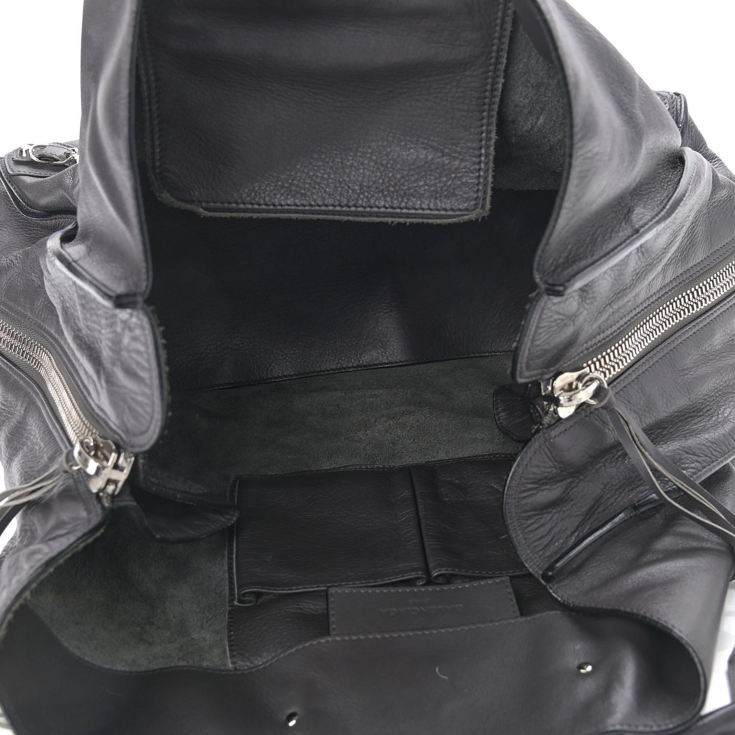 Veau Papier A4 Zip Around Tote Black Gris Fossile