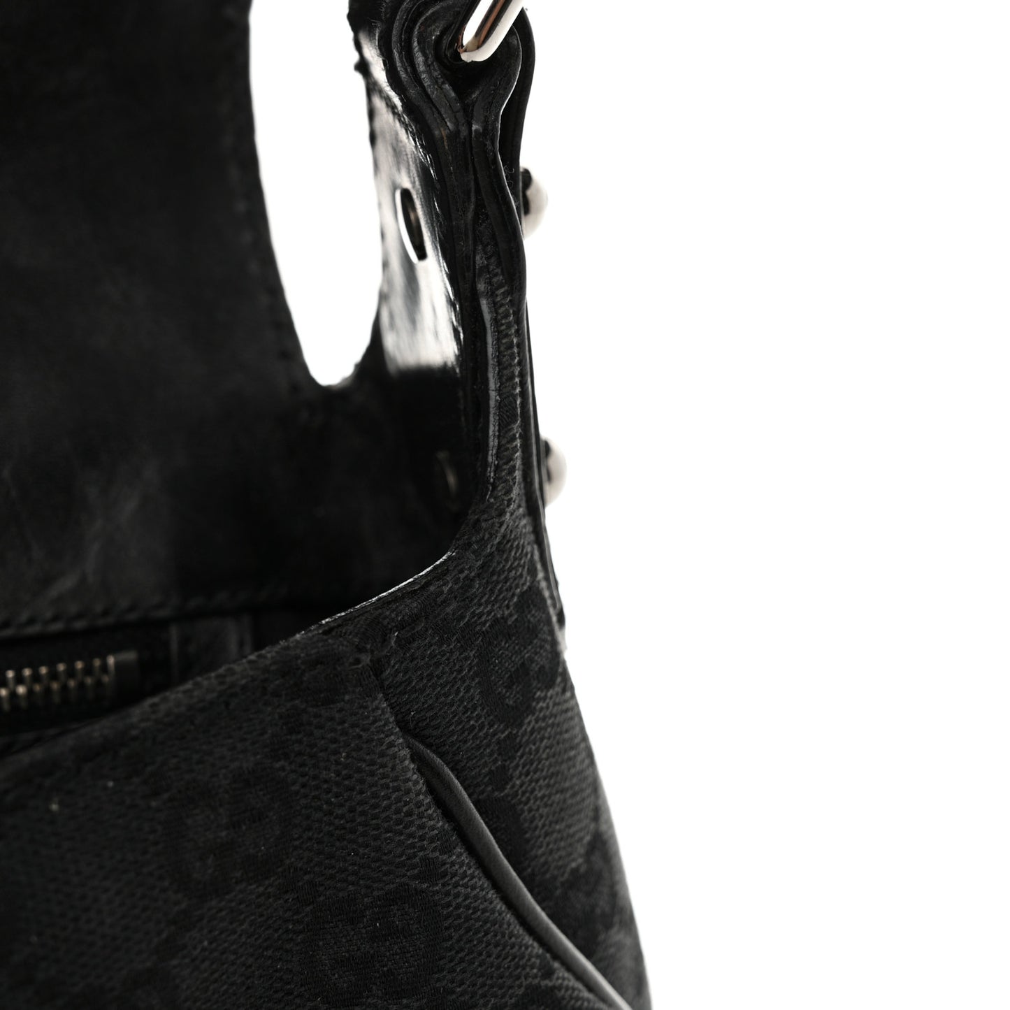 Monogram Horsebit Chain Studded Flap Shoulder Bag Black