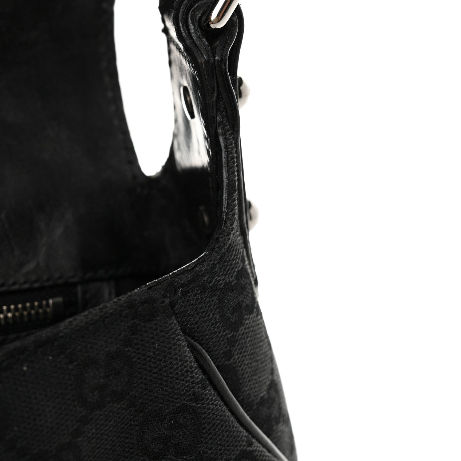 Gucci Monogram Horsebit Chain Studded Flap Shoulder Bag Black 14 of 19
