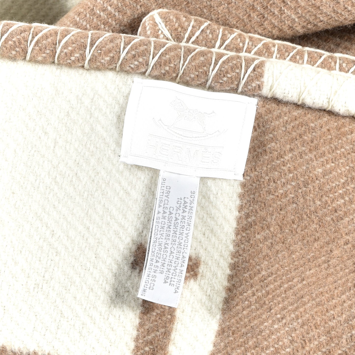 Wool Cashmere Avalon Baby Blanket Noisette Moyen White