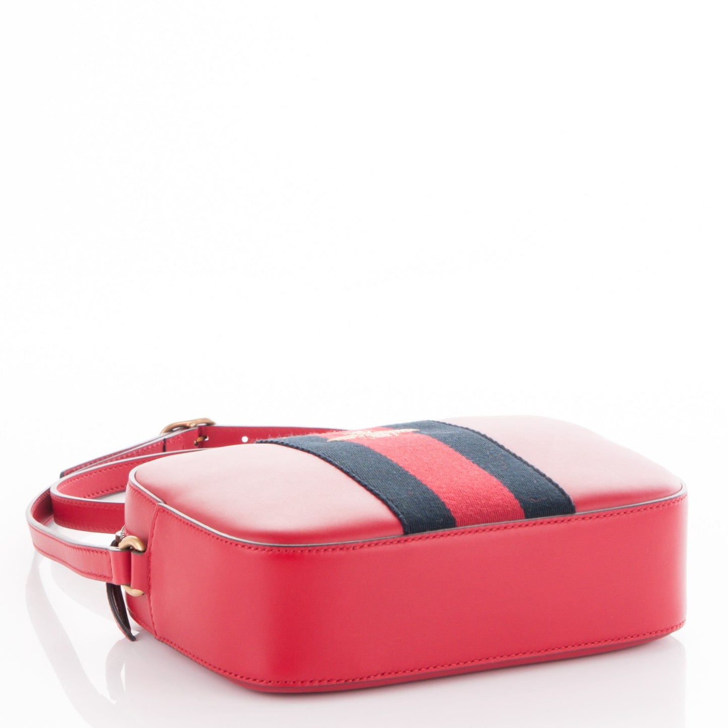 Calfskin Web Small Webby Bee Shoulder Bag Red