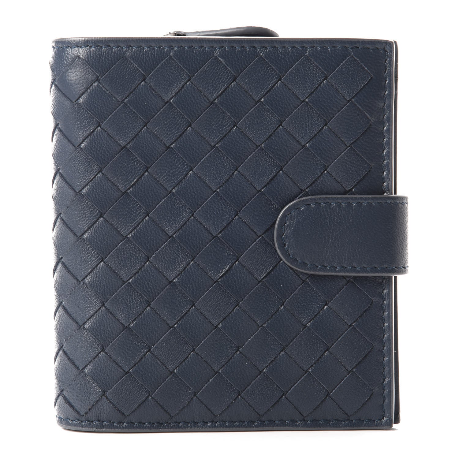 Bottega Veneta Nappa Intrecciato Mini Wallet Dark Blue 1 of 7