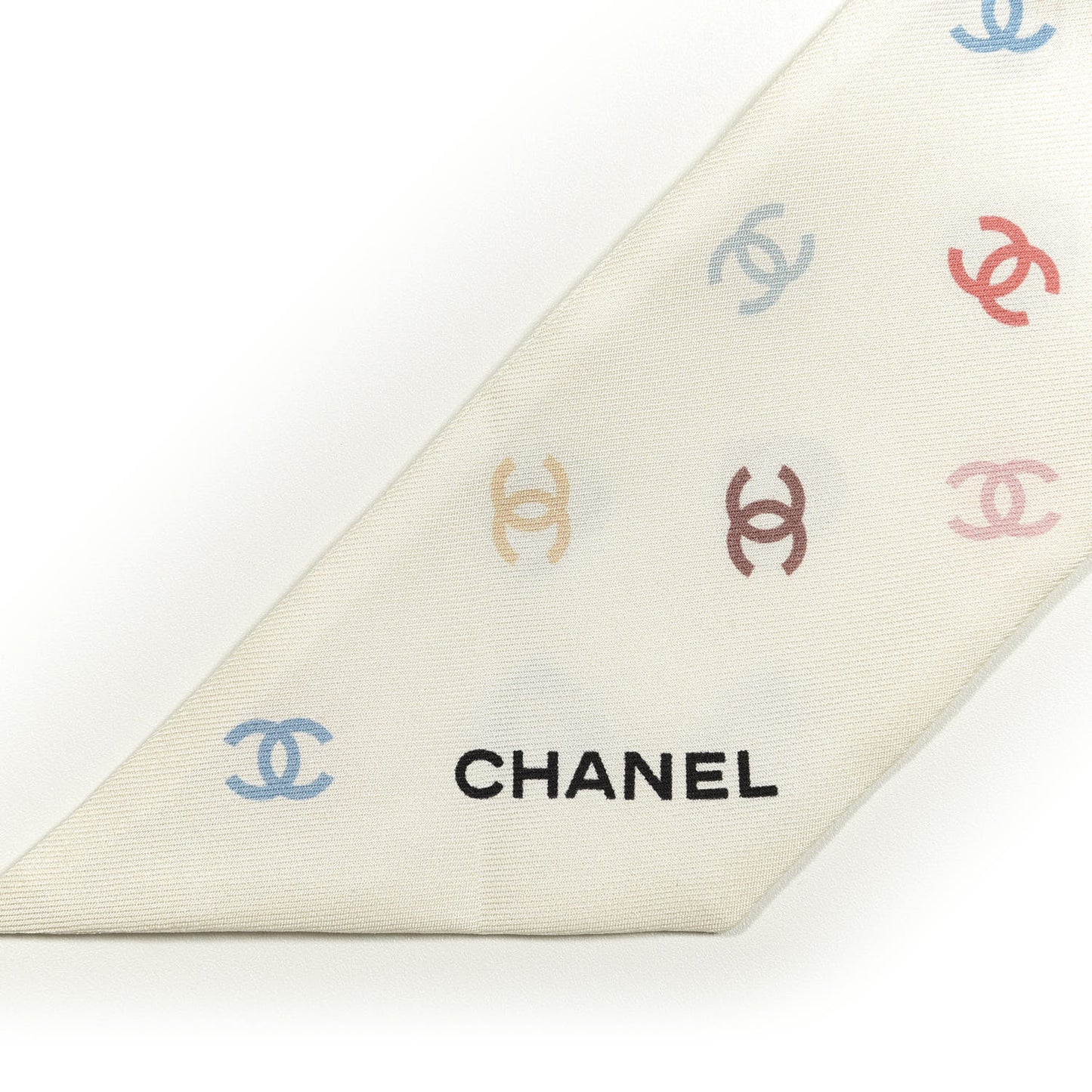 Silk Heart CC Slim Bandeau Scarf Ivory