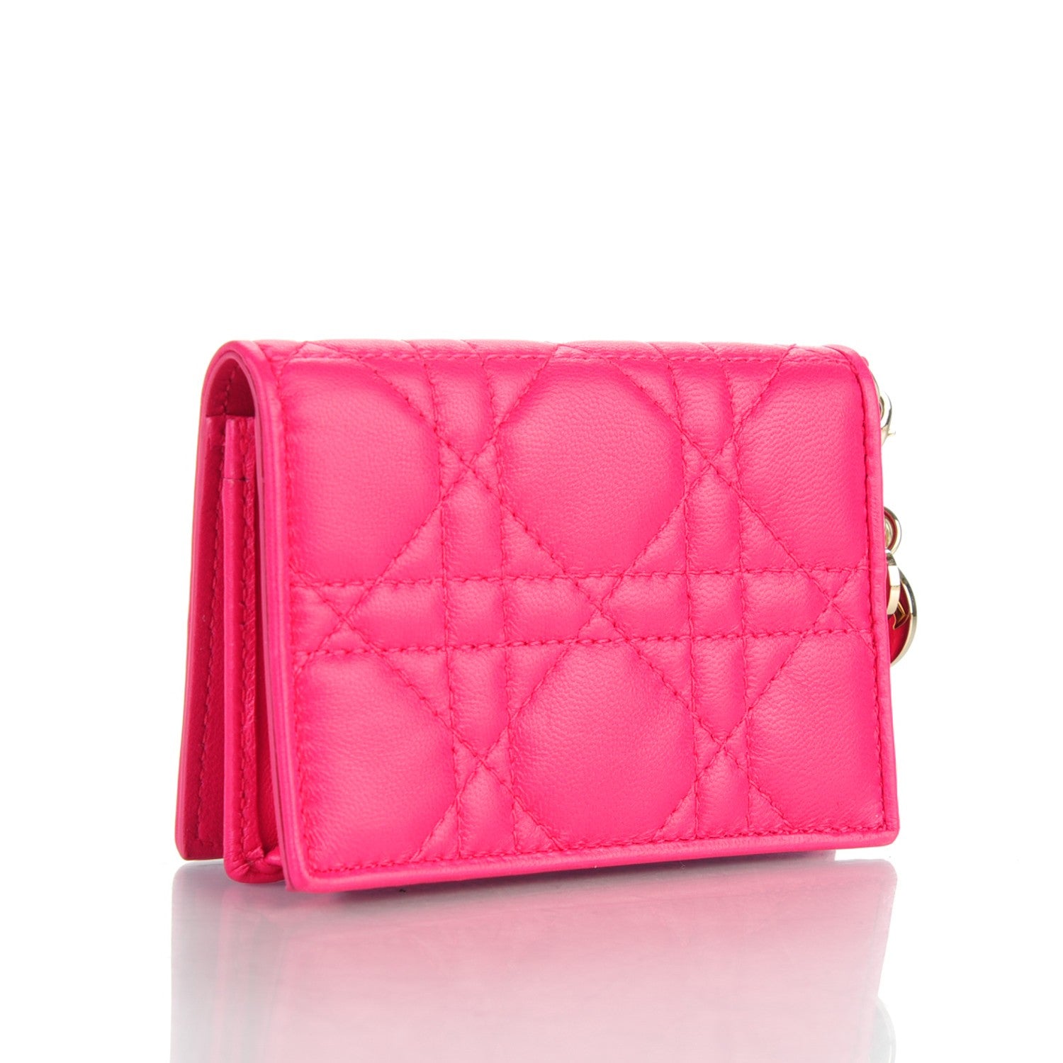 Christian Dior Lambskin Cannage Small Lady Dior Flap Card Holder Pink 3 of 8